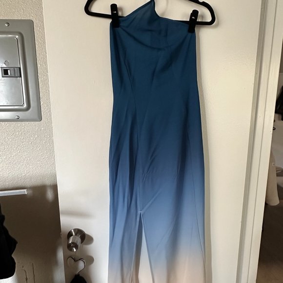 Dress ASOS DESIGN Tall one strap maxi dress in blue ombre print - Medium - Picture 2 of 6